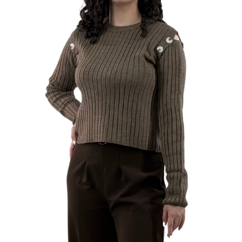 بلوز سرشونه دکمه دار 1619 - تصویر 3