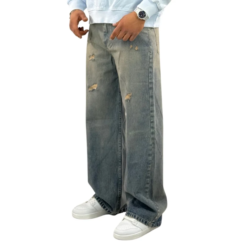 شلوار جین بگ فیت زاپ‌دار مردانه