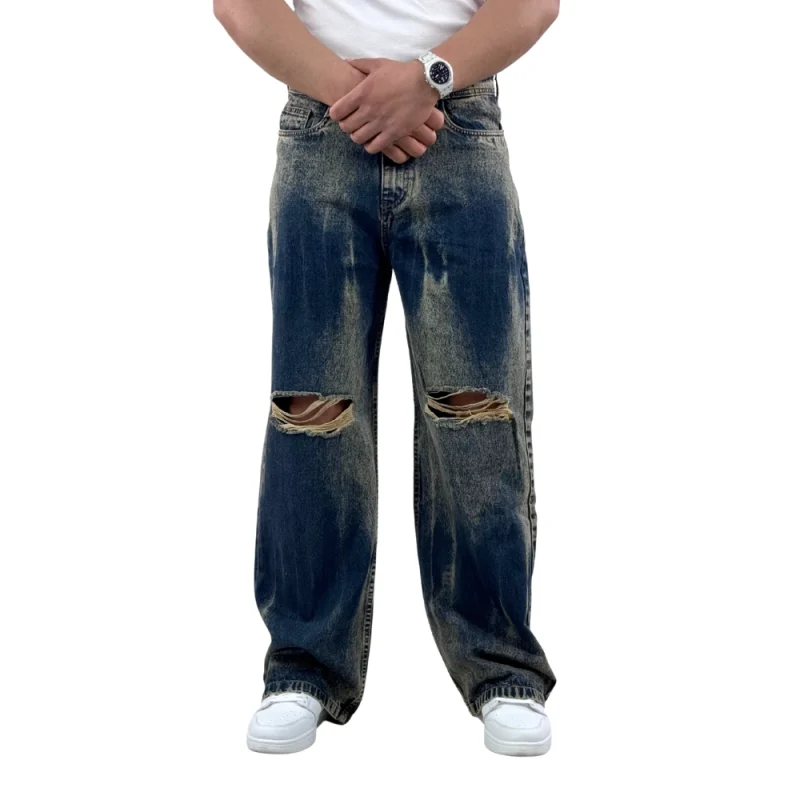 شلوار جین بگ فیت زاپ‌دار مردانه