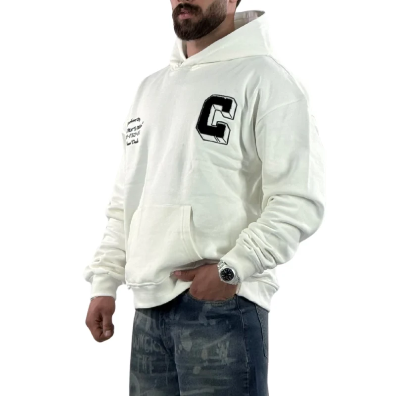 هودی سفید مشکی مردانه - تصویر 2