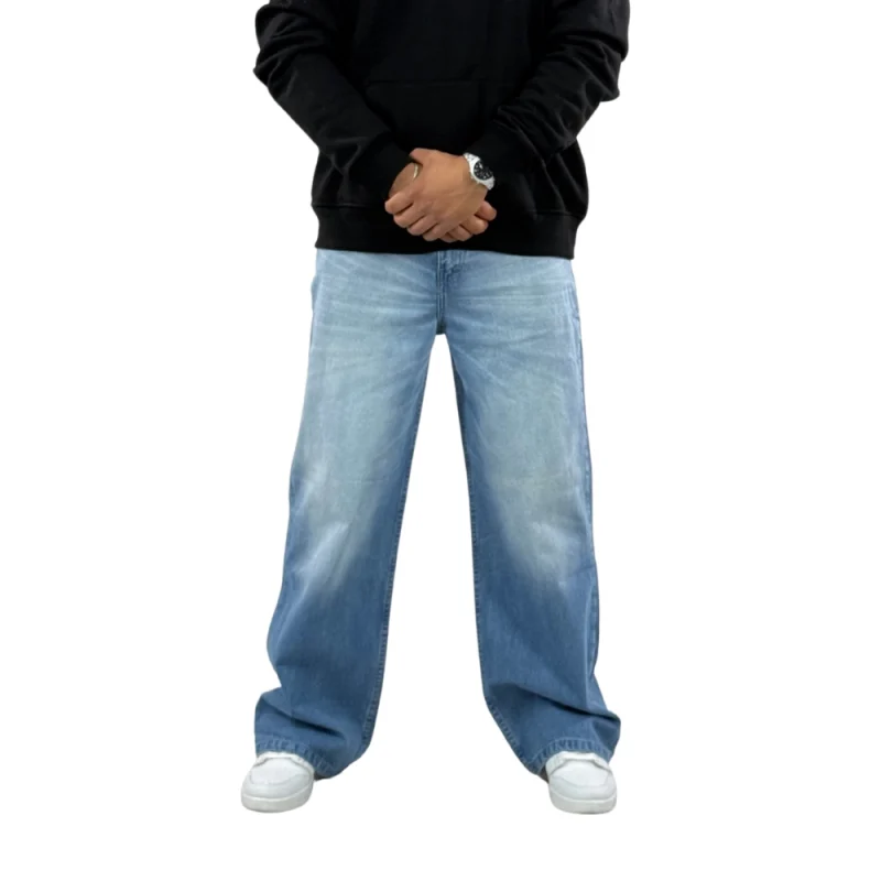 شلوار جین بگ فیت آبی روشن مردانه - تصویر 2