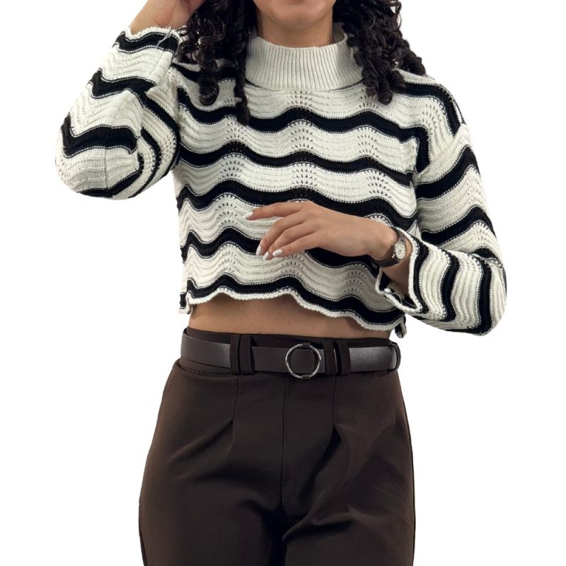 بافت راه راه کراپ زنانه - تصویر 2